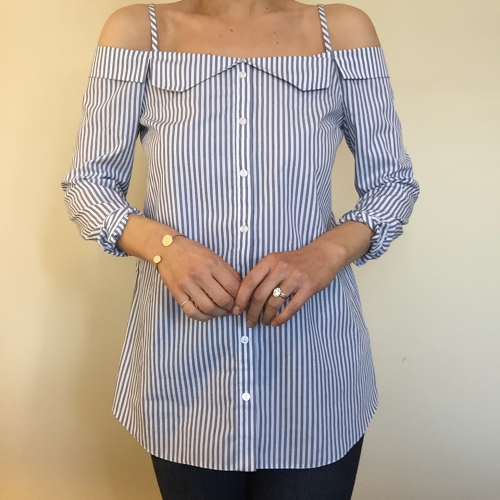 Off the shoulder button down!